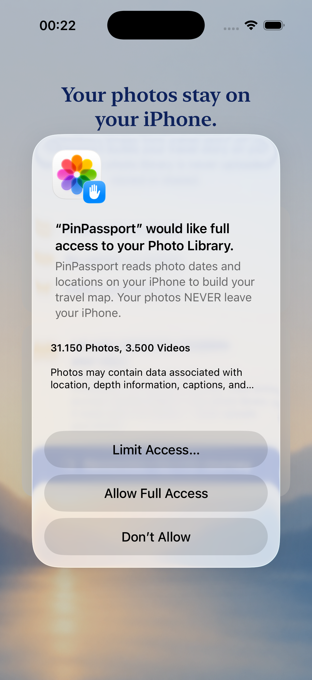 PinPassport onboarding altıncı ekran
